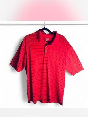 Mens Champion Tour Red Polo with Thin Black Stripes size XL